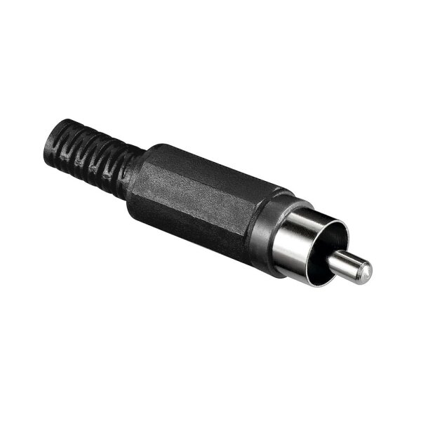 Audio Kabel Connector Cinch Stecker mit Knickschutz Schwarz
