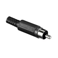 Audio Kabel Connector Cinch Stecker mit Knickschutz Schwarz