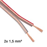 Premium HiFi Lautsprecherkabel 2x 1,5mm² Transparent 25 Meter Rolle
