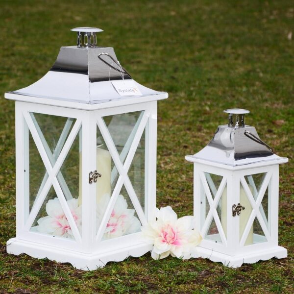 Systafex Laterne Gartenlaterne ML-1209 Kerzenhalter Gartenlampe Set 33 / 49,5 cm