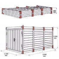 6m Lagercontainer mit Doppelflügeltür Stirnseite 6000 x 2200 x 2200 mm