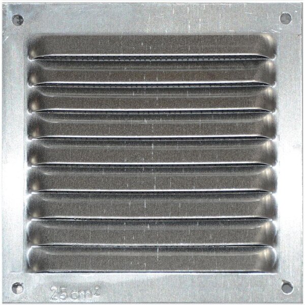 ALU Wetterschutzgitter Lüftungsgitter 10 x 10 cm mit Fliegennetz natur