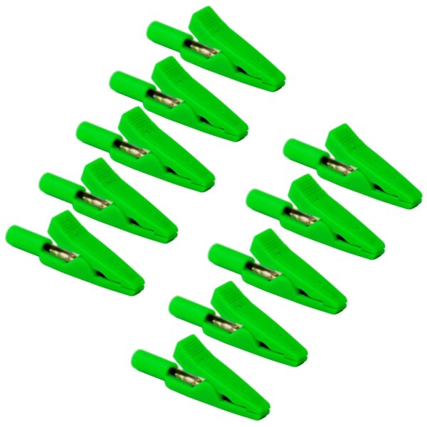 10x Krokodilklemme Kabelklemme Messleitung Kabel Clip 10A 60V DC Grün