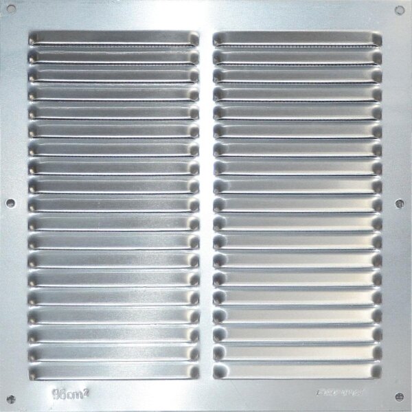 ALU Wetterschutzgitter Lüftungsgitter 20 x 20 cm mit Fliegennetz natur