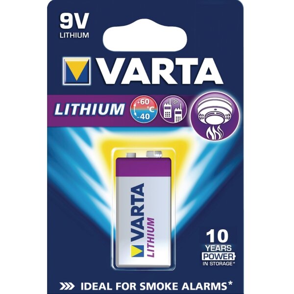 Lithium E Block Batterie 9V LR22 6LR61 für Rauchmelder Feuermelder