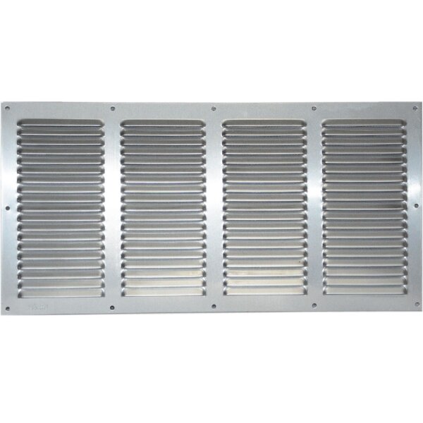 ALU Wetterschutzgitter Lüftungsgitter 20 x 40 cm mit Fliegennetz natur
