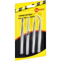 Pinzetten Set 4-teilig 2x Spitzpinzette Flachpinzette...