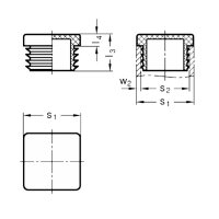 Endkappen Vierkant V25 20-23mm x 17mm