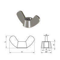 Flügelmutter M16 eckige Form DIN315 A2