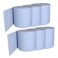 6x Putztuchrolle Papier Putztuch Papiertuch Rolle blau 2...
