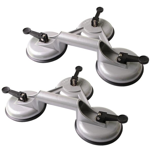 2x Glas Scheiben Saugheber Aluminium Glassauger Gummisauger mit 3 Saugnapfhalter
