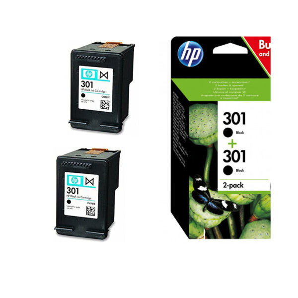 Original HP 301 Tinte Patrone Set Druckerpatrone für HP Deskjet 2-Pack schwarz