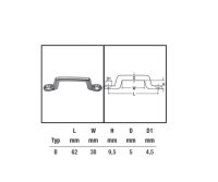 Riemenbügel Griff Flachbügel Edelstahl 62x38x5mm