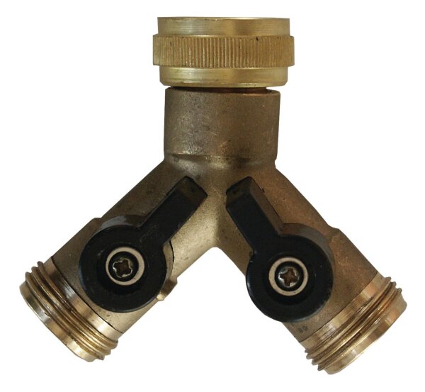 2-Wege-Verteilerstück stufenlos regulierbar aus Messing IG und AG 3/4"