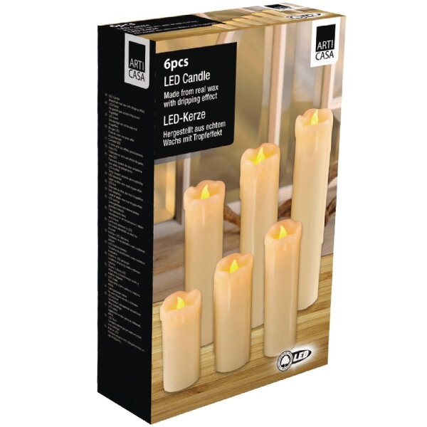 6x LED Leucht Kerzen Weihnachtsdeko Weihnachtsbeleuchtung Christbaumkerze