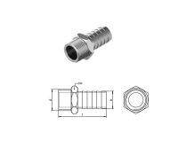 Sechskant Schlauchtülle 1/4" A4  edelstahl mit...