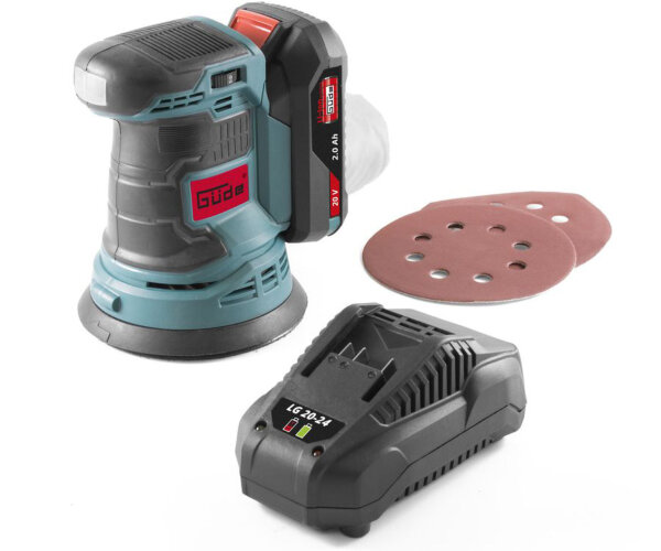 Güde Akku Exzenterschleifer Schleifmaschine EXS 20-201-24 125mm inkl. Akku und Schnellladegerät