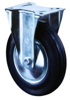 Bockrolle Gummirad schwarz Ø80mm Stahlfelge Platte...