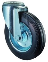 Lenkrolle Rückenloch Gummirad schwarz Ø125mm...