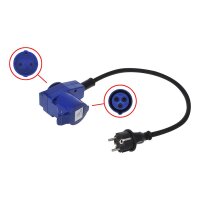 Adapterkabel 40cm Schuko Stecker auf CEE-Winkelkupplung +...