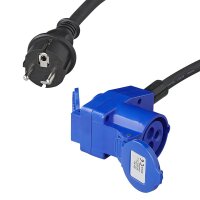 Adapterkabel 40cm Schuko Stecker auf CEE-Winkelkupplung + Schuko Steckdose 16A IP44