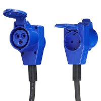 Adapterkabel 40cm Schuko Stecker auf CEE-Winkelkupplung + Schuko Steckdose 16A IP44