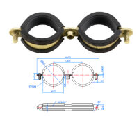 Doppelrohrschelle mit Schallschutzeinlage M6  Ø 18mm