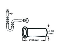 Verstellrohr Siphon 1 1/4"x290mm verchromt Sanitär