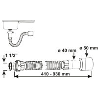 Anschlussrohr weiß Kunststoff flexibel 11/2"IG...