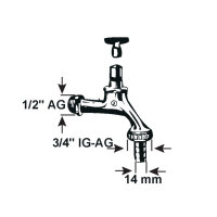 Auslaufventil 1/2"AG 3/4"IG-AG ø14mm...