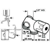 Einfachventil Maschinen Chrom 1/2"AG IG 3/4"...