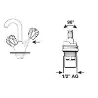 Armaturen Oberteil 1/2" 90° Messing Wasserhahn...