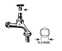 Steckschlüssel matt chrom Vierkant 6,5mm Wasserhahn...