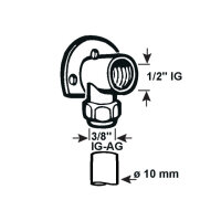 Wandscheibe Messing Chrom 3/8"IG-AG 1/2"IG...
