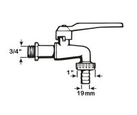 Kugel Auslaufventil Messing Metallhebel rot 3/4"AG...