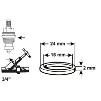 2x HD-Dichtungen asbestfrei Set Hahnoberteil ø24mm...