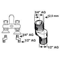 2x S-Anschlüsse Messing Chrom 1/2"AG...