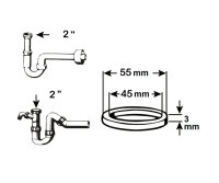 2x Gummidichtung für Ablaufverschraubung schwarz Set...