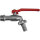 Kugel Auslaufventil Messing matt Metallhebel rot 1/2"AG 3/4"IG-AG ø14mm Sanitär
