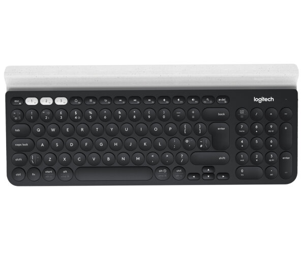 Logitech Multi-Device K780 kabellose Tastatur Bluetooth mit integrierter Halterung
