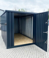 3m Lagercontainer Anthrazit RAL 7021 mit Einflügeltür & Doppelverriegelung voll verzinkt 2,95x2,14x2,09