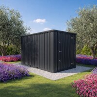 3m Lagercontainer Anthrazit RAL 7021 mit Einflügeltür & Doppelverriegelung voll verzinkt 2,95x2,14x2,09
