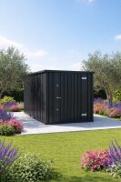 3m Lagercontainer Anthrazit RAL 7021 mit Einflügeltür & Doppelverriegelung voll verzinkt 2,95x2,14x2,09