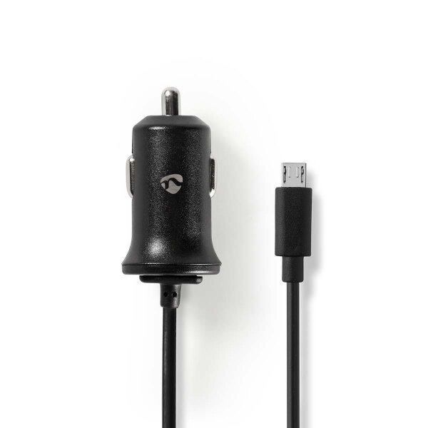 KFZ Schnellladegerät Ladegerät mit Kabel 2.4A für Smartphone Navi Micro USB 1m 12-24V schwarz