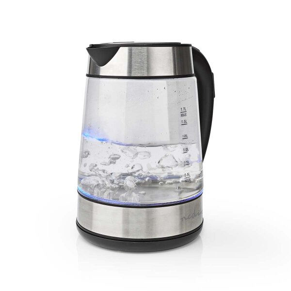 Moderner Wasserkocher 1,7l 360° Drehsockel Kalkfilter Glas 2200W, 30,99 €