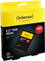 Intenso SSD High Festplatte 2,5" Zoll SATA III 480GB 520 MB/Sek Laptop Notebooks