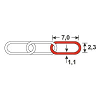 1m Uhrkette Kette 7,0x2,3x1,1mm Stahl vernickelt max 2kg