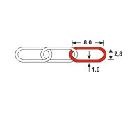 1m Uhrkette Kette 8,0x2,8x1,6mm Stahl max 5kg