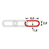 1m Uhrkette Kette 8,0x2,8x1,6mm Edelstahl max 5kg