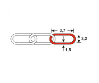 1m Panzerkette Kette 3,7x3,2x1,5mm Stahl vernickelt max 5kg